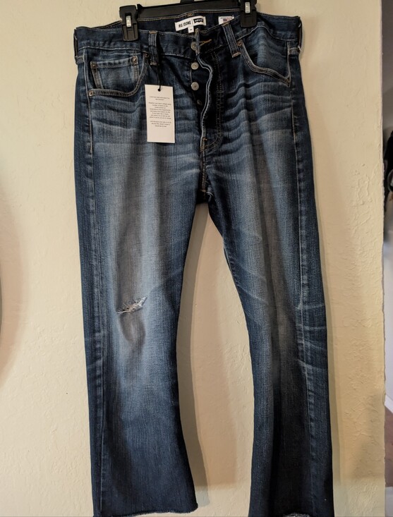 Re/Done Denim - Re/Done 501 Levi's Buttonfly Staightl Dark Indigo Denim Jeans with White Patch